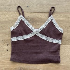 Brown lace tank top